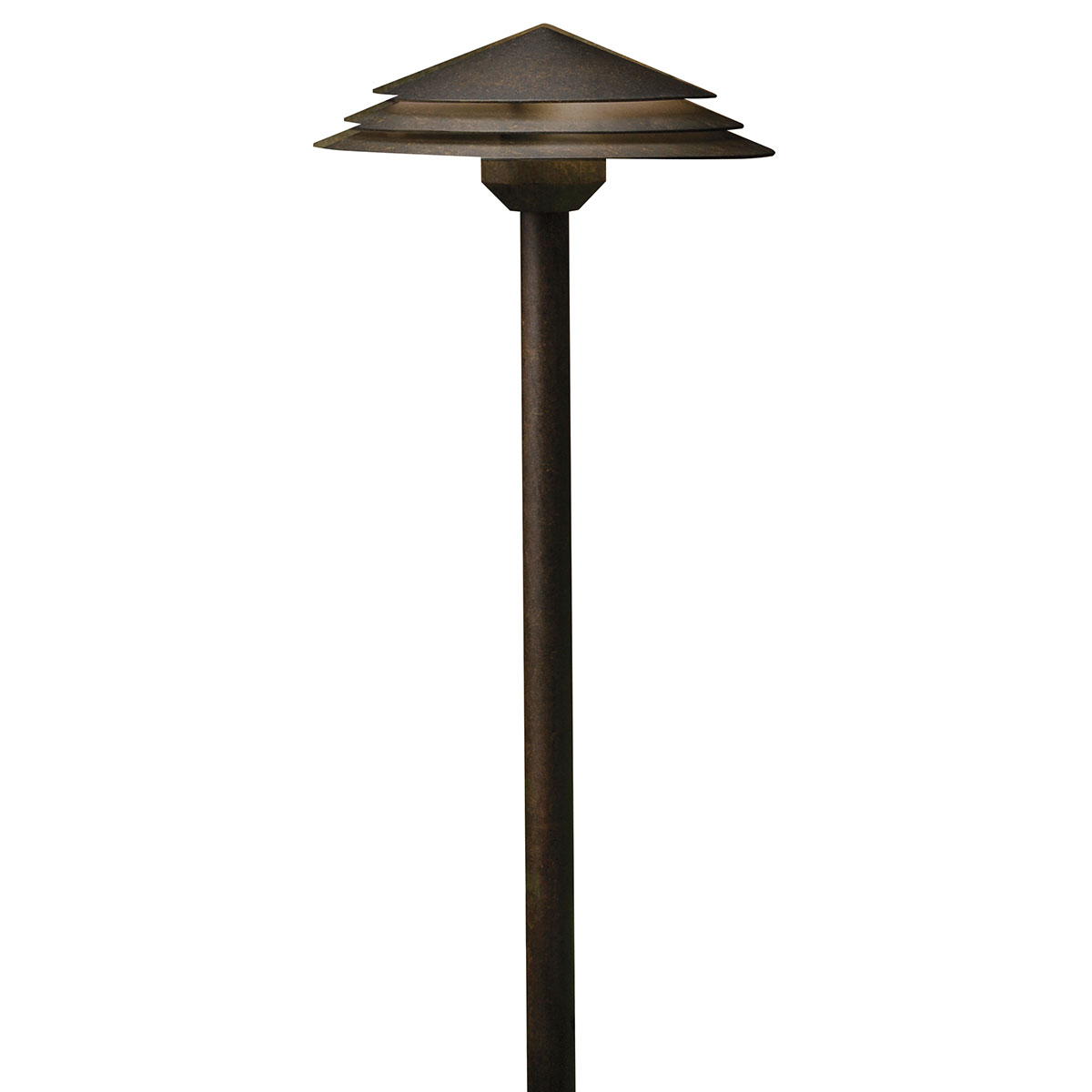 Product image for Kichler 16124AGZ30 Round Tiered 3000K LED Path Light Aged Bronze