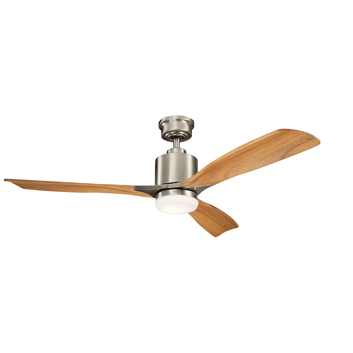 This 52 inch Brushed Stainless Steel ceiling fan from the Ridleyâ„¢ collection takes a minimalist approach to styling that will impact any space in your home. Integrated LED lighting makes it energy efficient too.