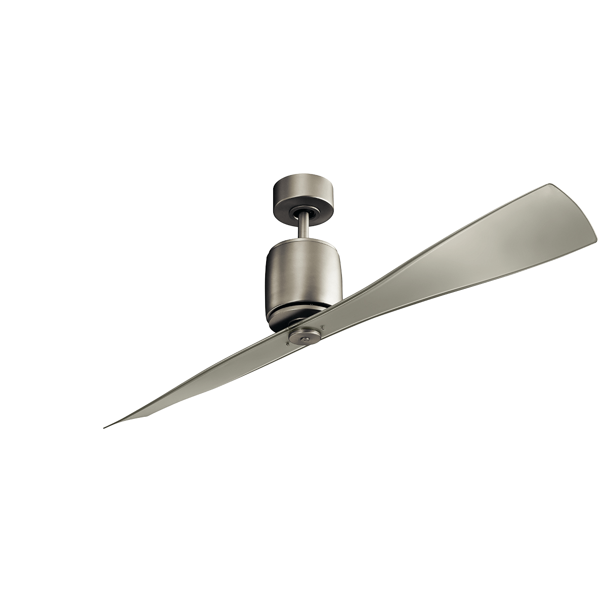 The unique, minimalist silhouette of this 2 blade 60 inch Ferron fan creates a strong impact. The tailored, Brushed Nickel finish and angular design of this fixture will elevate and enhance the styling in your home.