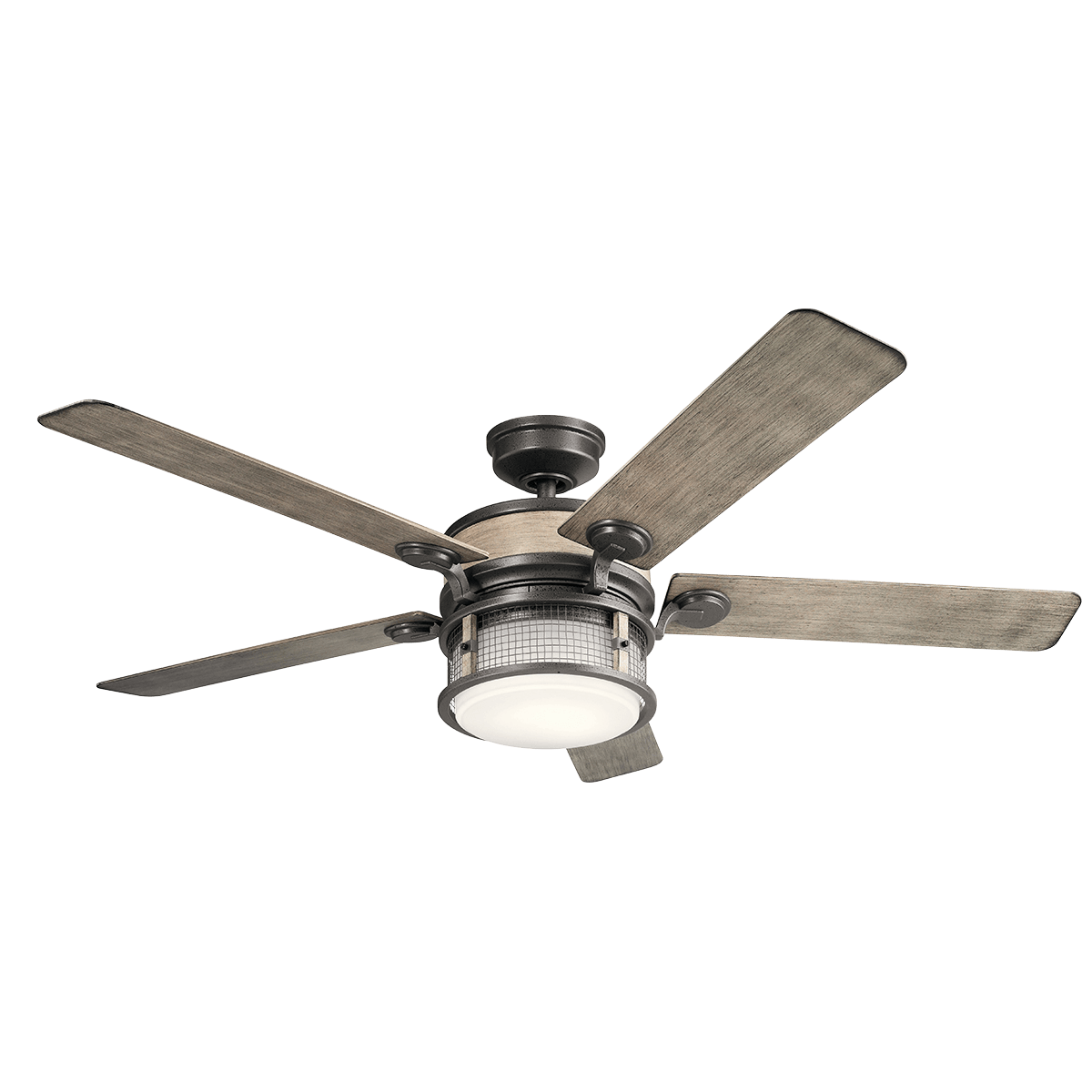 We've added the popular, rustic styling of our Arhendale collection of interior and exterior fixtures to a 60 inch ceiling fan that delivers, inside or out. The Anvil Iron Finish and an anvil mesh shade add a timeworn charm over seating areas, in game rooms or anywhere you want a touch of industrial-inspired style.