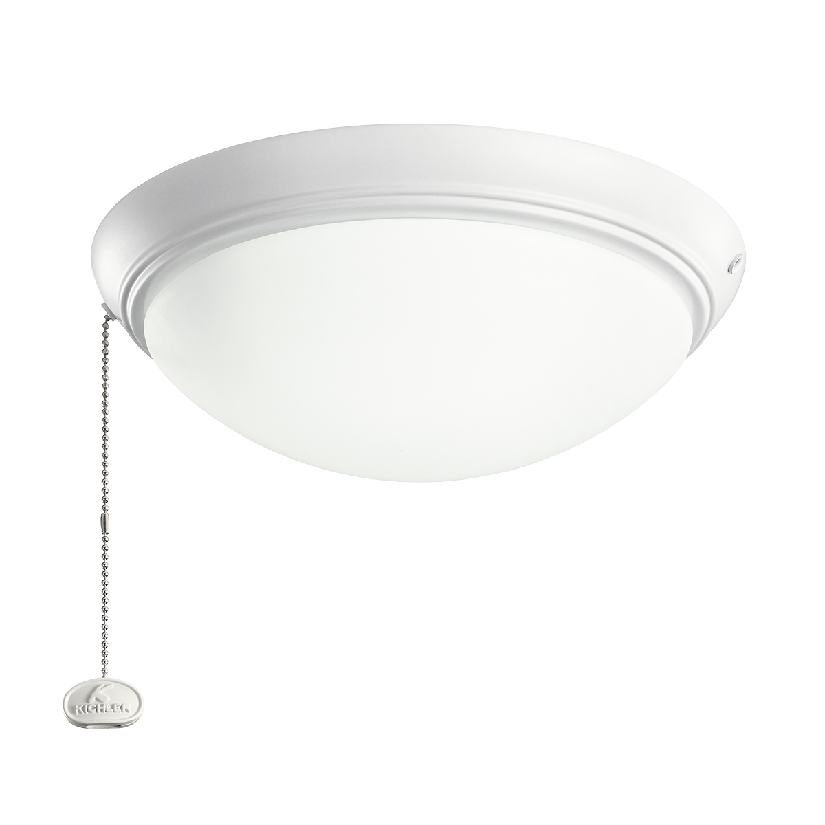 Low profile Etched Cased Opal LED Ceiling Fan fixture in White