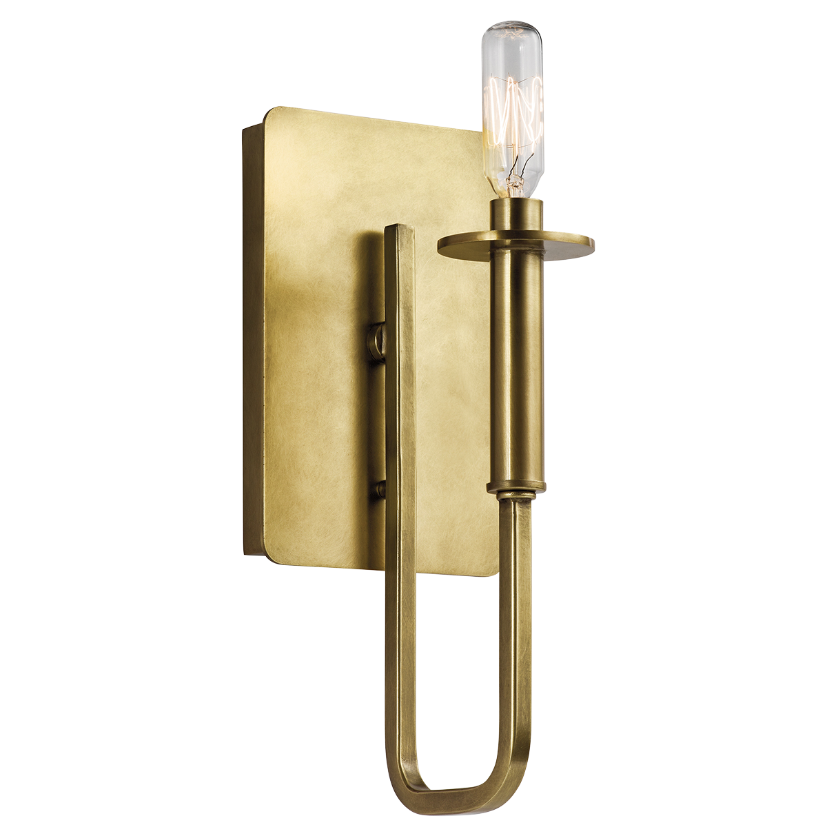 This 1 light modern wall from the Alden collection features a warm and beautiful Natural Brass finish creating a stunning yet simplistic look for your home.