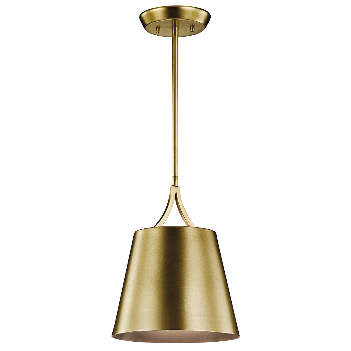This 1 light mini pendant from the updated traditional Maclain collection features smooth lines in a Natural Brass finish with subtle and pleasing Satin Etched White glass.
