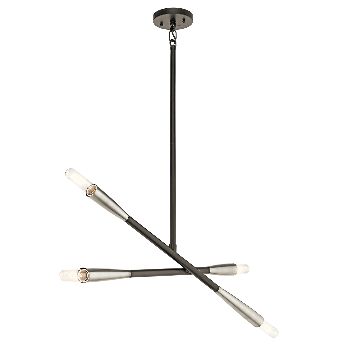 Inspired by the asymmetric patterns found in nature, This 4 light chandelier from the Branches collection is anything but simple. The soft contemporary shapes and mixed metal finishes give each piece a metropolitan flair that works above kitchen islands, dining tables — even as focal point in a foyer. Enhance the look by pairing with a filament-style T-lamp bulb or any medium base bulb.