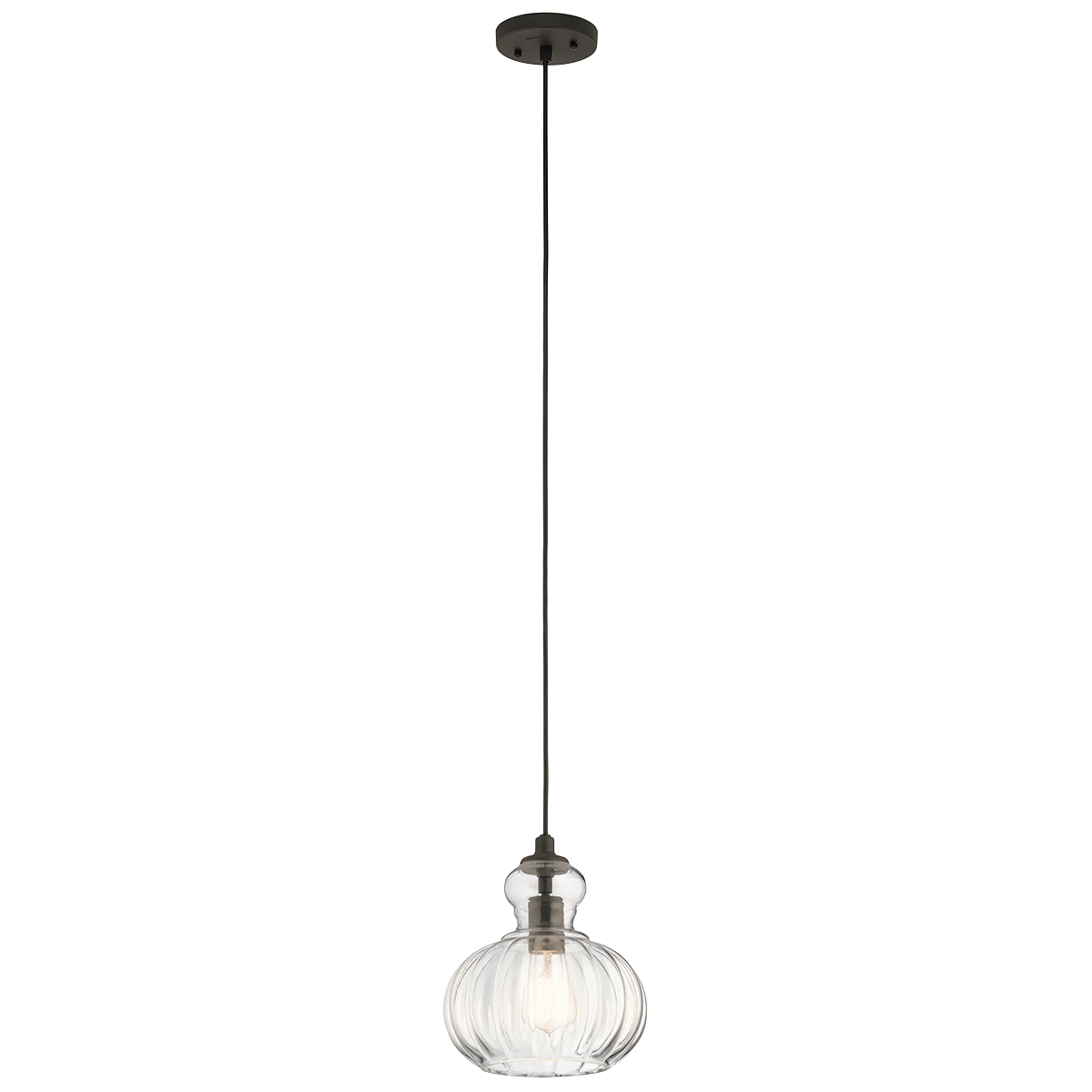 Inspired by antique, vintage perfume bottles, Riviera's 1-light mini pendant in Olde Bronze is the perfect touch of retro design. The fluted glass removes easily for cleaning.