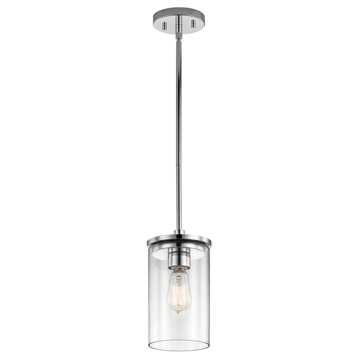 Product image for Kichler 43996CH Crosby 10.75" 1 Light Mini Pendant with Clear Glass Chrome