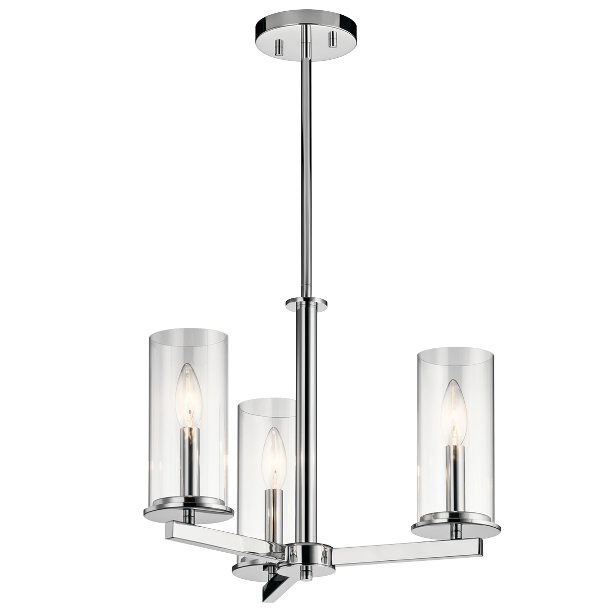 Product image for Kichler 43997CH Crosby 13.75" 3 Light Convertible Chandelier with Clear Glass Chrome