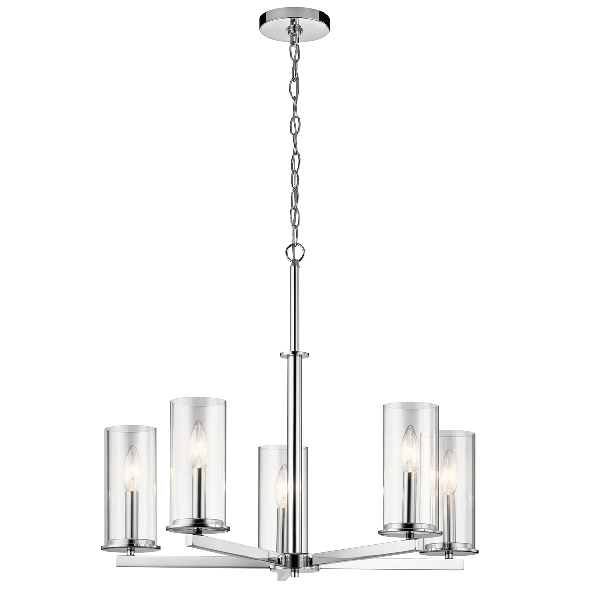 Product image for Kichler 43999CH Crosby 22.25" 5 Light Chandelier Clear Glass Chrome
