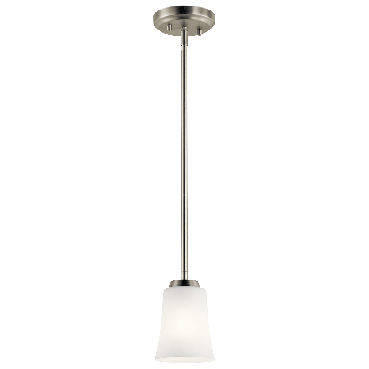 The Tao collection 1-light mini pendant comes in a Brushed Nickel finish. The collections Asian influence takes many forms, from balanced cage-like structures to rectangular lantern-inspired glass. The result is a look that's pure and peaceful, with a nod towards arts & crafts style.