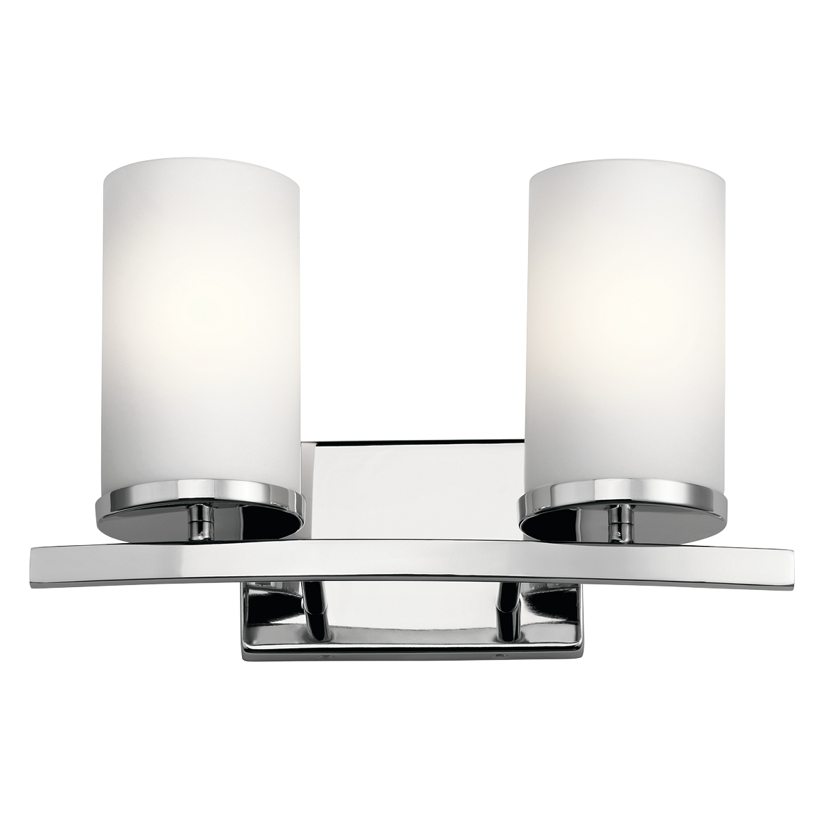 Streamlined and simple, This Crosby 2 light bath light in Chrome delivers clean lines for a contemporary style. The Satin Etched Cased Opal shades enhance this minimalistic design.
