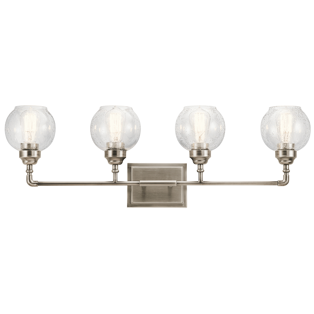 This Niles' Antique Pewter 4 light bath light's globe style is reminiscent of fixtures found in historic metropolitan buildings, icons of the industrial era. Niles modernizes the look with clean lines for a look that works in any home.