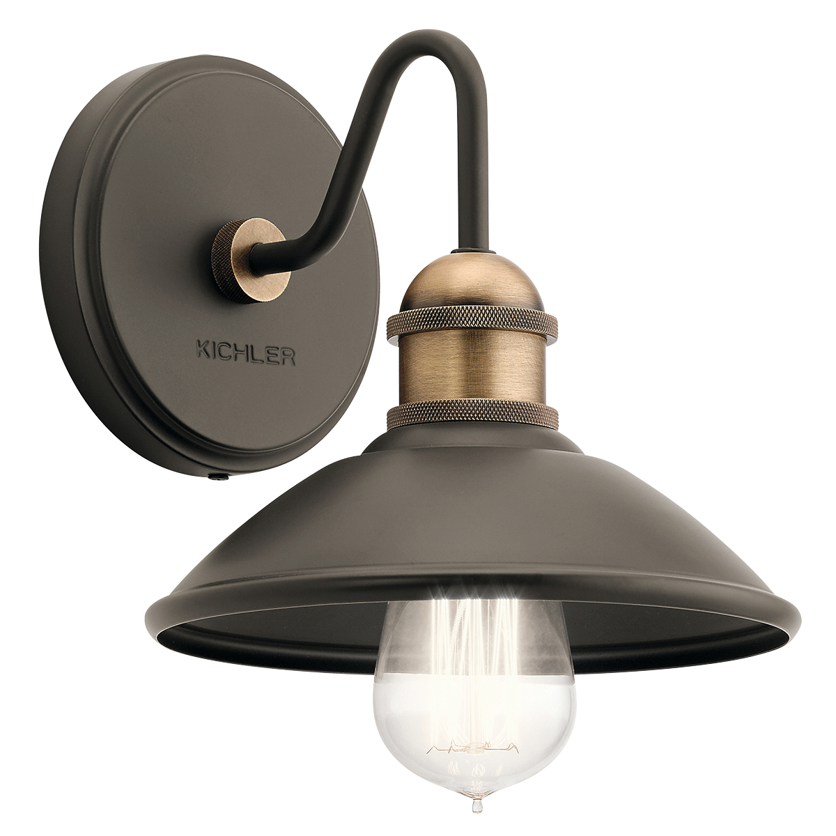 Bring a touch of the outdoors in with Clyde's 1-light 7.5in. wall sconce. An Olde Bronze finish, a vintage-inspired socket and diamond knurl banding enhance the industrial look.