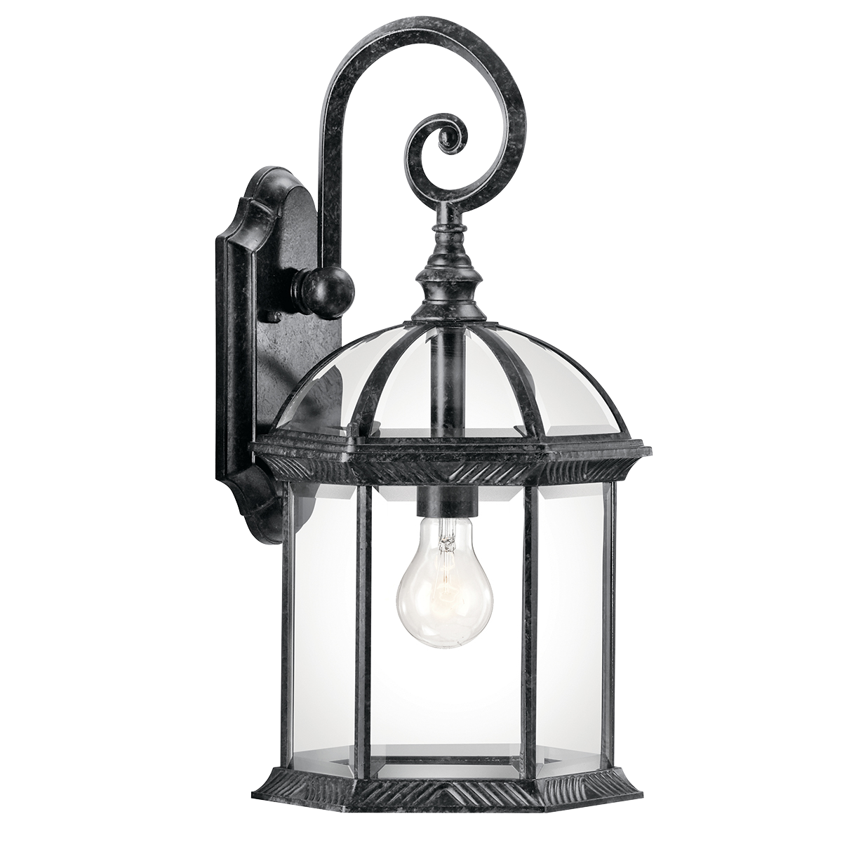 This 1 light outdoor wall light from the Barrie collection is a perfect outdoor embellishment with classic and sophisticated details. Made from cast aluminum, this outdoor light is able to withstand the elements and features a beautiful Black finish with clear beveled glass panels.