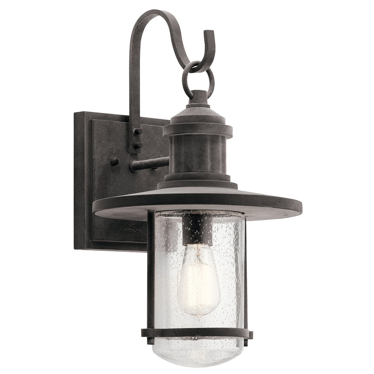 Riverwood's modern take on this vintage-style 19.5in. outdoor wall lantern gives outdoor spaces a rustic seaside vibe. Bringing together touches of nautical style and industrial charm.