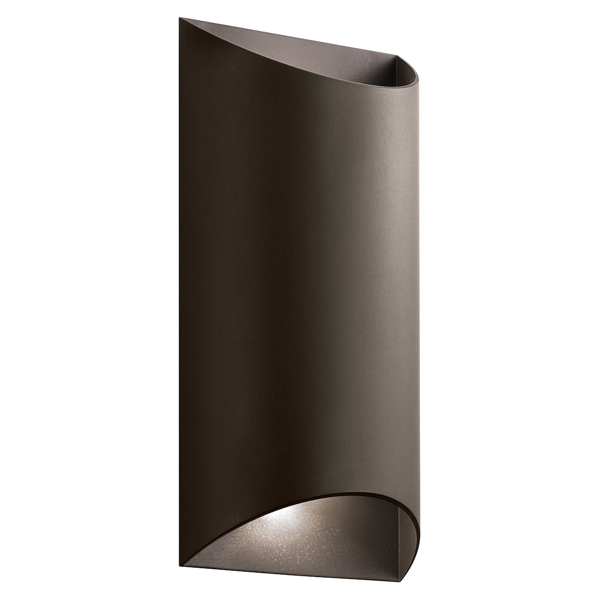 Wesley 2 Light LED Outdoor Wall Light mirrors the lines and shapes found on your contemporary home. The half-moon silhouette at top and bottom is lined with etched glass to shed brilliant light. To finish this sleek look our Wall Light is finished with Textured Architectural Bronze.