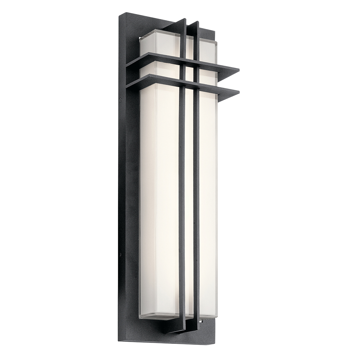 The Manhattan collection 22in.s LED outdoor wall light is an homage to the art deco lines and booming skyscrapers of the 1950s and 60s. The black finish provides a balanced contrast to the white glass.