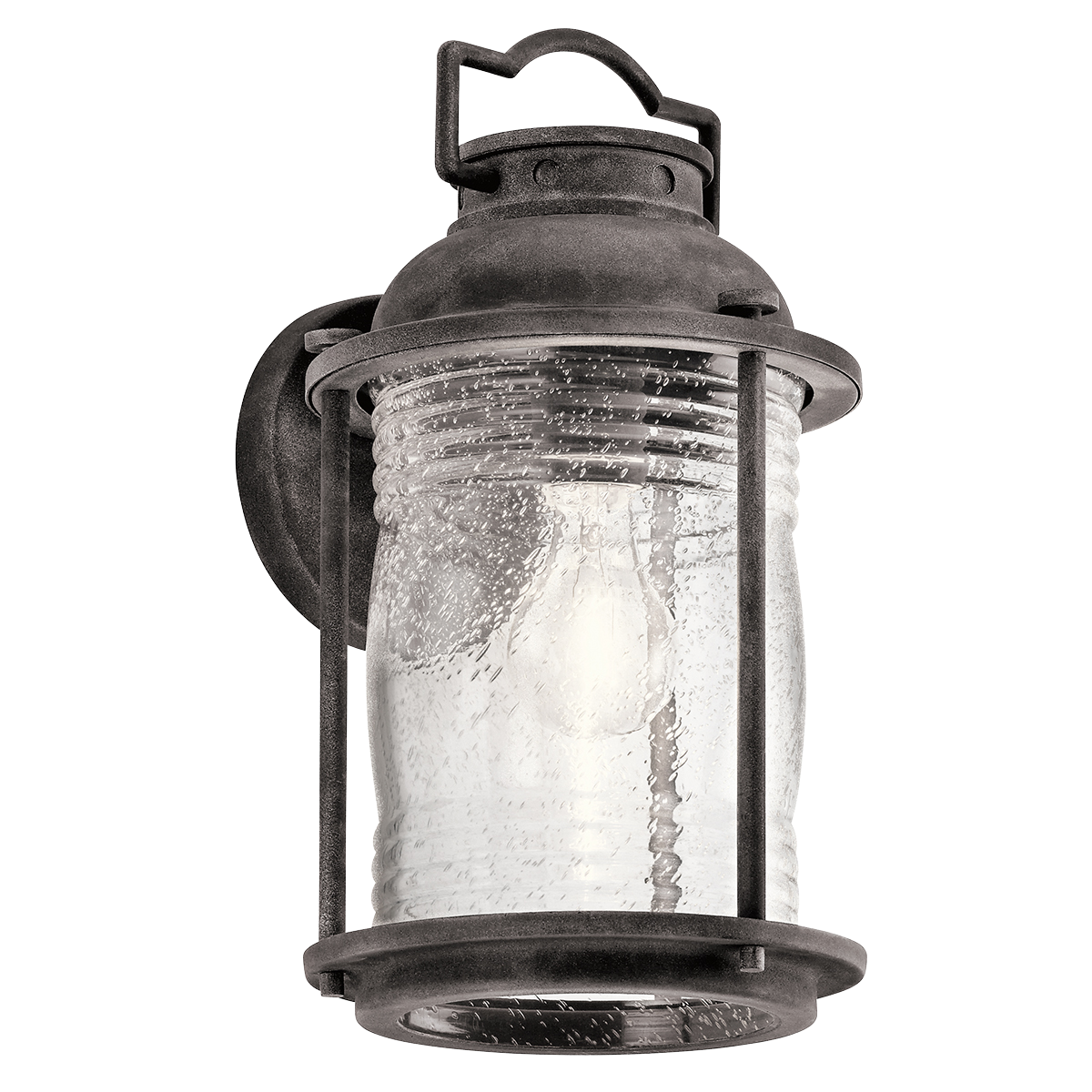 Add a little bit of colonial Charm to your outdoor lighting with this 1 light medium outdoor lantern from the Ashland Bay Collection. The traditional design is enhanced by a weathered zinc finish and clear glass. Use with old-fashioned Edison-styled bulbs for time-honored appeal.