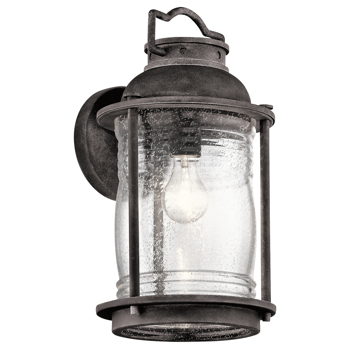 Add a little bit of colonial Charm to your outdoor lighting with this 1 light large outdoor lantern from the Ashland Bay Collection. The traditional design is enhanced by a weathered zinc finish and clear glass. Use with old-fashioned Edison-styled bulbs for time-honored appeal.