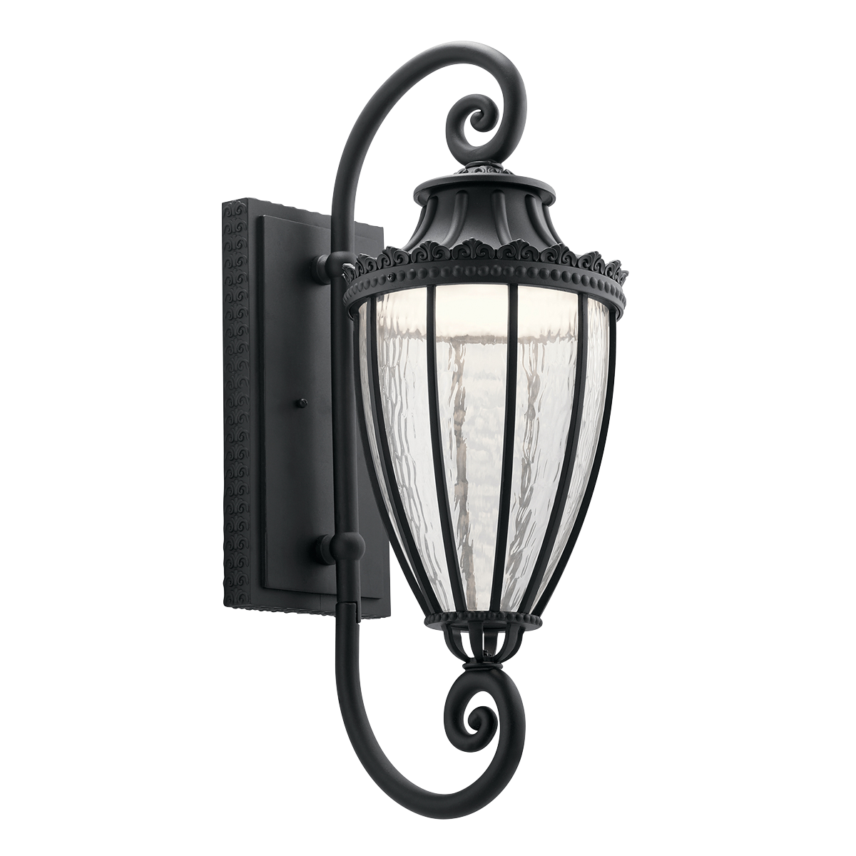 This Wakefield 29.5in. outdoor LED wall lantern's ornate fleur de lis details alludes to a regal and classic era. Yet it is engineered for modern-day performance with the latest in integrated LED technology for a highly efficient operation that casts a pleasing, warm glow. The clear rain glass enhances the vintage character.