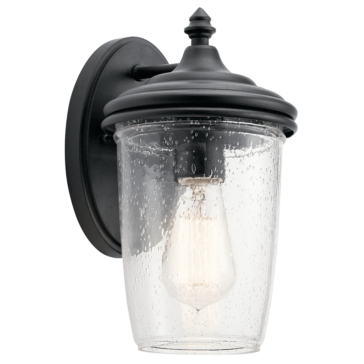 Vintage canning jars are the inspiration behind this Yorke collection 10.5in. 1 light outdoor wall lantern's distinguished look. It brings together simplicity and reclaimed style in one, with a Textured Black finish and clear seeded glass.