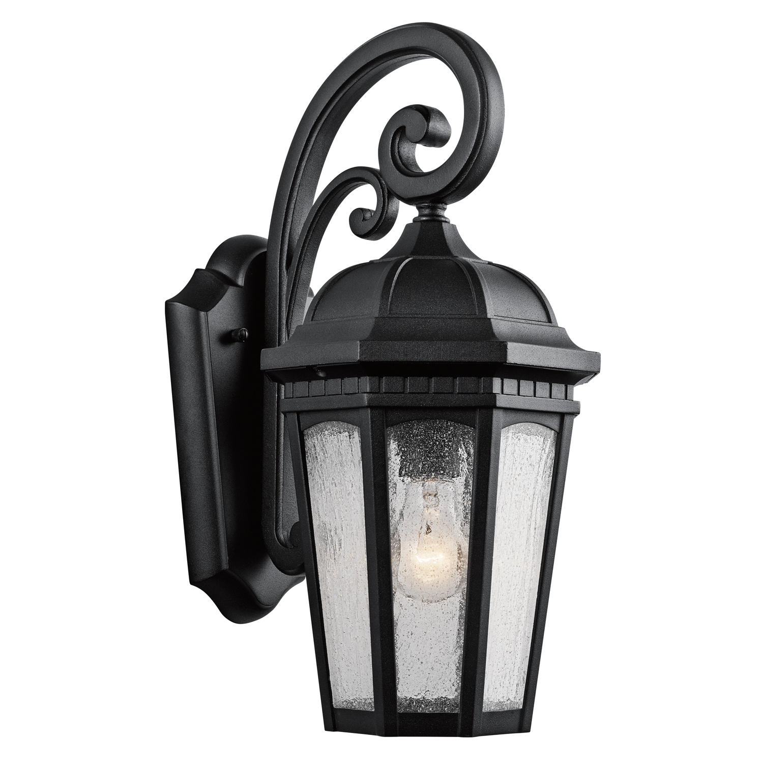 Uncluttered and traditional, this 1 light outdoor wall lantern from the Courtyard(TM) collection adds the warmth of a secluded terrace to any patio or porch. Featuring a Textured Black finish and Clear Seedy Glass, this design will elevate and enhance any space.