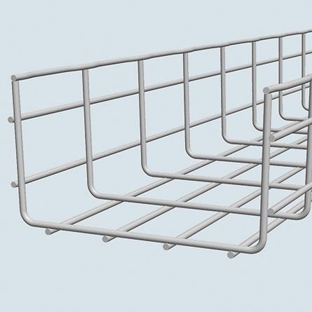 4 inch x 4 inch x 10 foot section of wiremesh cable tray constructed of precision engineered high quality  welded steel wire and can be adapted to fit any installation on-site  Electro-Zinc finish is perfect for indoor applications