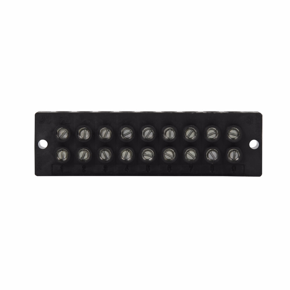 Product image for Bussmann Series 14004-9 8 AWG 9-Pole 90 Amp 600 VAC/VDC Dead Front Power Terminal Block