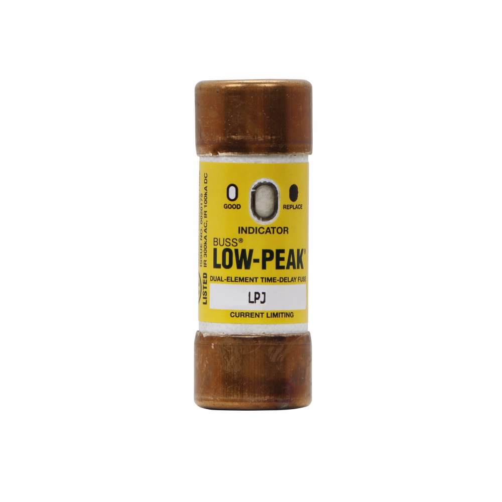 Product image for Bussmann Series LPJ-10SPI 10 Amp 600 VAC 300 VDC Class J Dual Element Time Delay Fuse