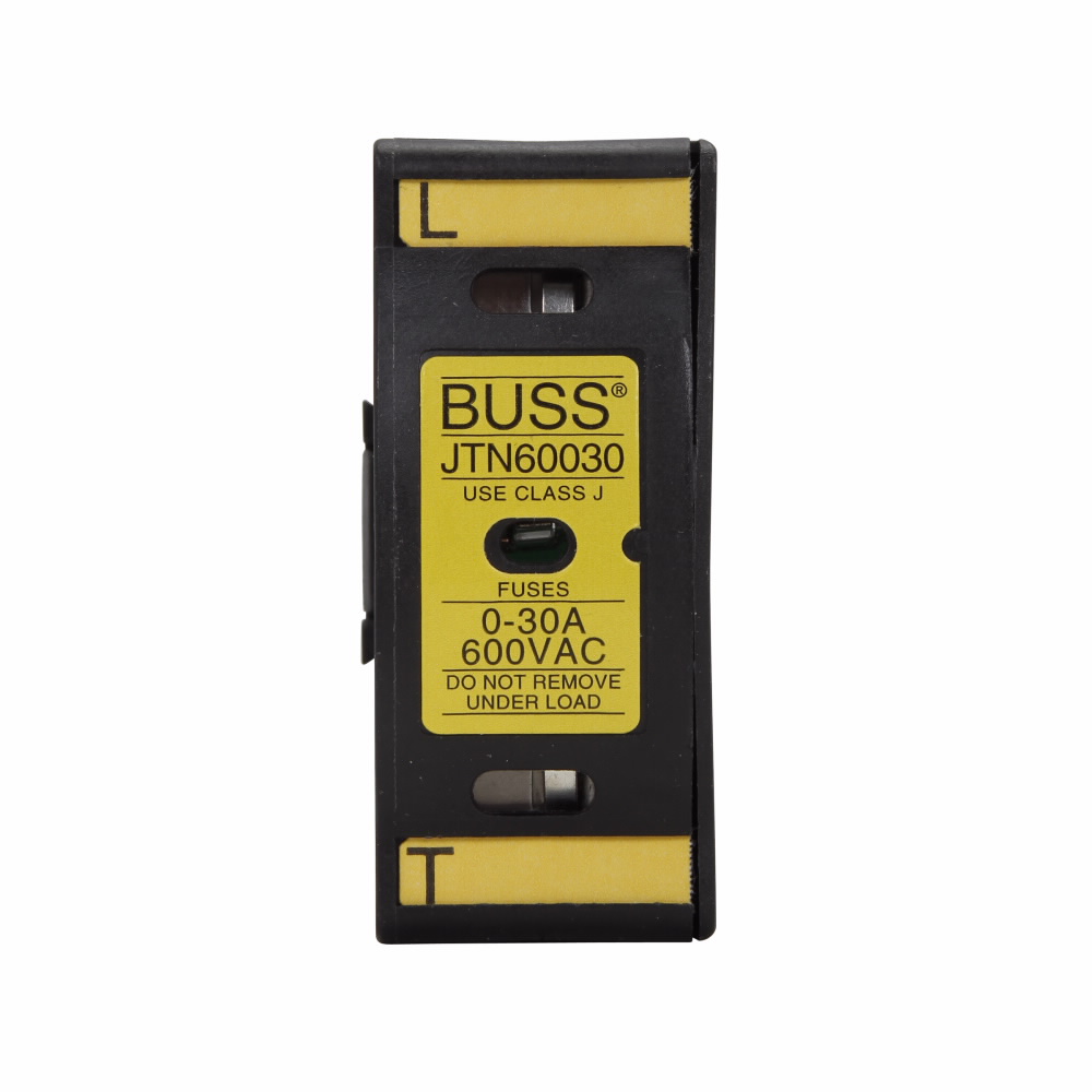 Product image for Bussmann JTN60030 600vAC/DC 30amp Finger-Safe Fuse Holder, with Indicator (Neon). For use with Bussmann Class-J fuses - (LPJ, JKS Series)