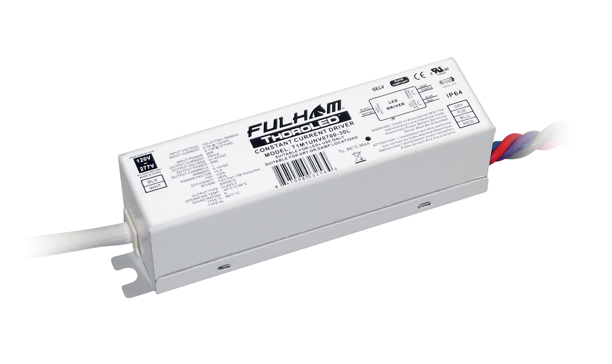 Product image for FUL T1M1UNV0700-30L 1 CH 0-10V DIM