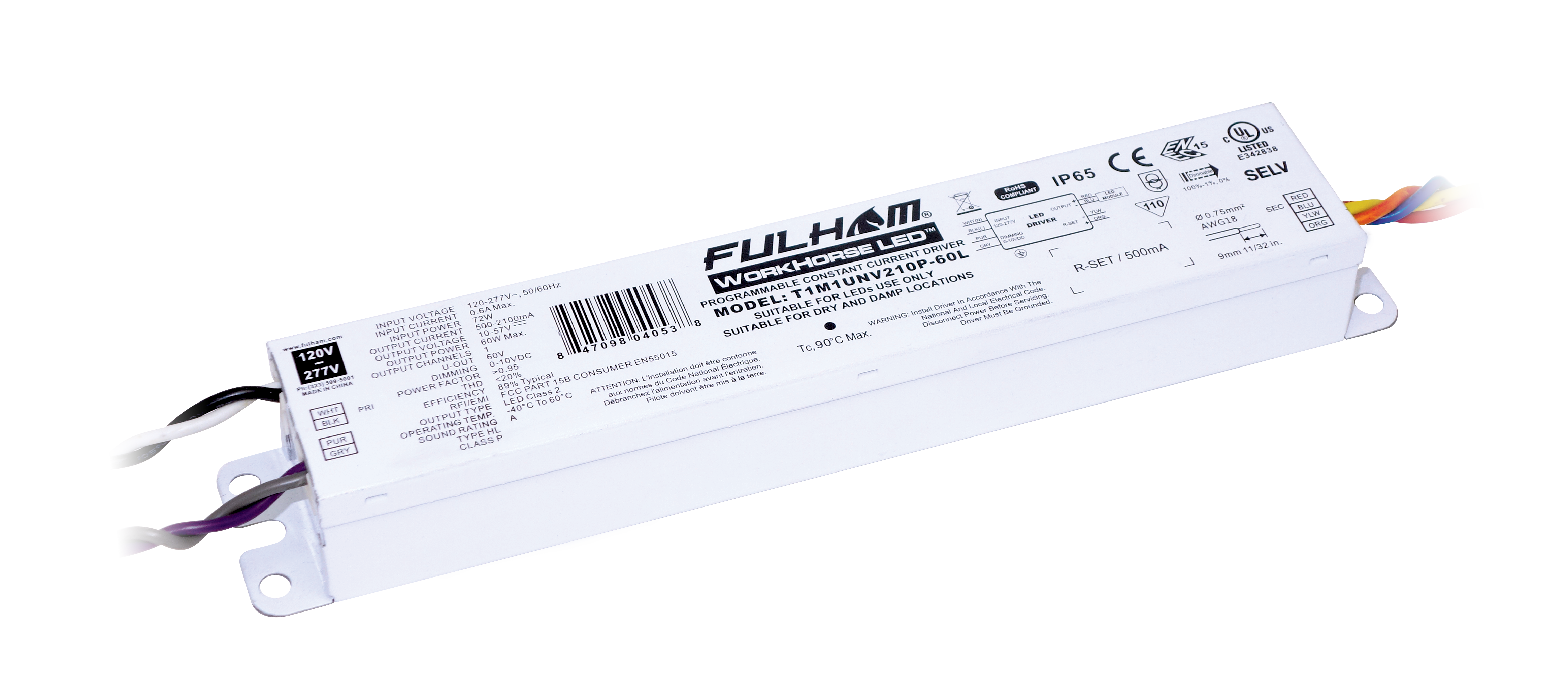 Product image for FUL T1M1UNV210P60L WH LED XE 60W, 5