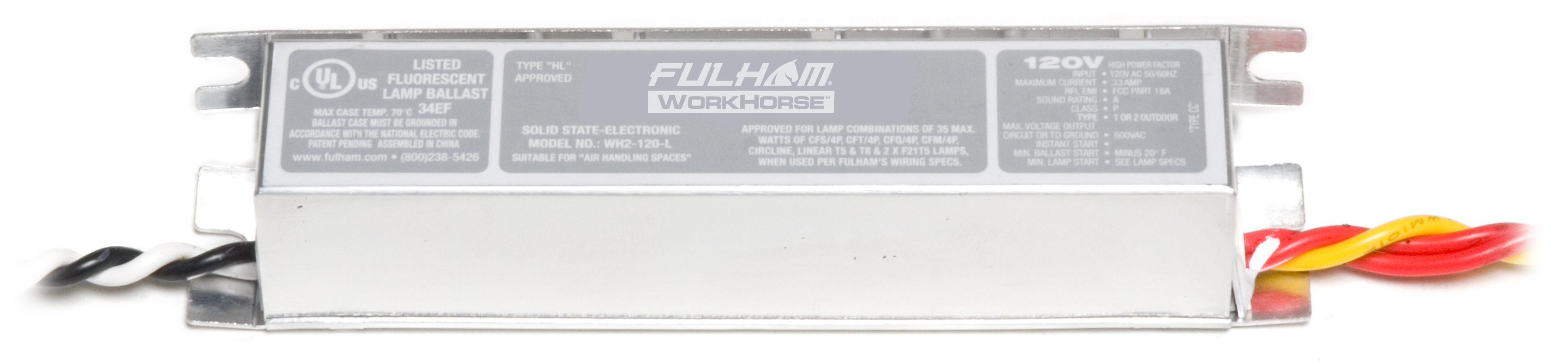 Product image for Fulham Company WH2-120-L 35 W .33 Amp 120 Volt Ballast