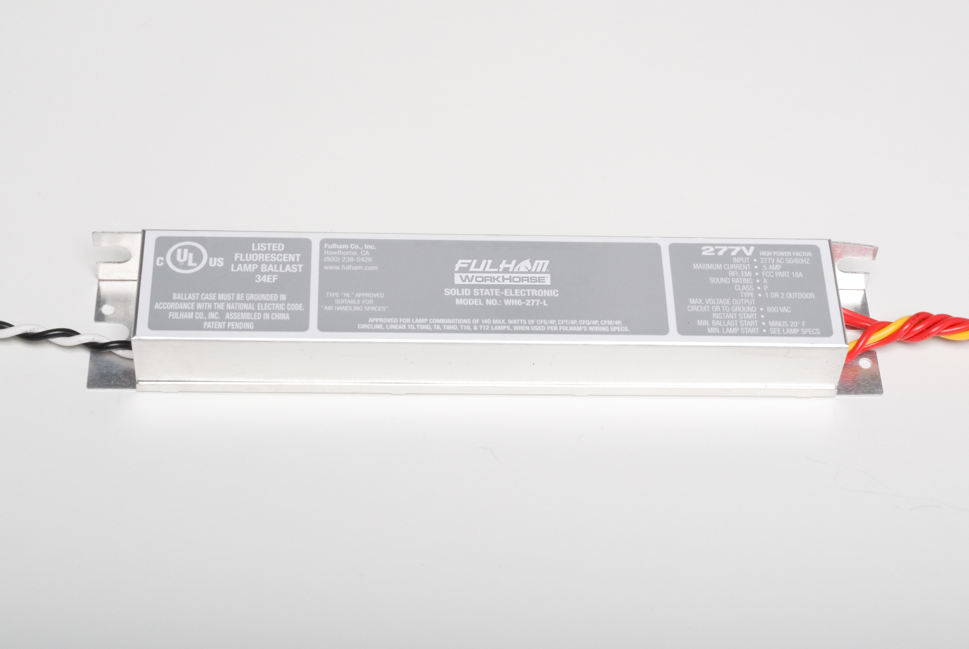 Product image for Fulham Company WH6-277-L 140 W .50 Amp 277 Volt Ballast