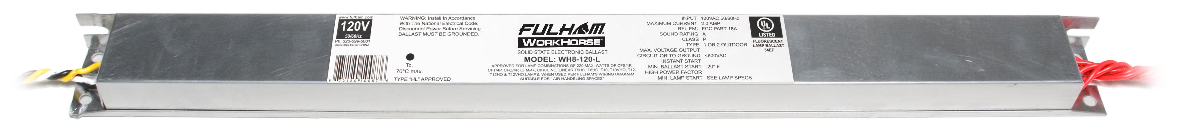 Product image for Fulham Company WH8-120-L 220 W 1.82 Amp 120 Volt Ballast