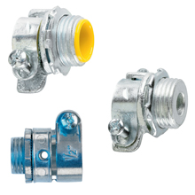 Product image for Crouse-Hinds 721 3-1/2" Malleable Iron Non-Insulated Squeeze Type Straight FMC Connector