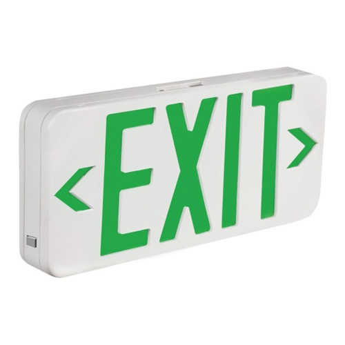 LED Compact Polycarbonate Exit Sign Green Exit Sign Universal Battery Backup WH Housing 3W