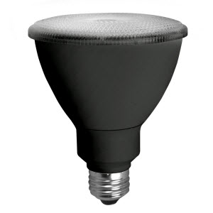 Elite LED PAR Lamp PAR30, 10.5W, 75W Equivalent, 4100K, 850LU, E26 Base, Dimmable, 25,000 Hours, Suitable for Damp Locations, 25 Degree Narrow Flood, Black