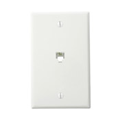 Product image for Leviton 40949-W White Flush Mount Screw Terminal 6-Position 4-Conductor Standard Decorator Telephone Wall Jack