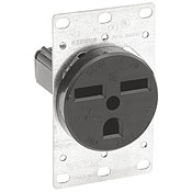 Product image for Leviton 5372 250 Volt 30 Amp 2-Pole 3-Wire NEMA 6-30R 2 Hp Black Nylon Grounding Flush Mount Straight Blade Receptacle