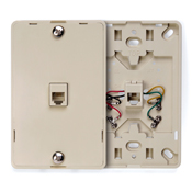 Product image for Leviton 40914-I Ivory Screw Terminal 6-Position 4-Conductor Standard Telephone Wall Jack