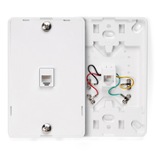 Product image for Leviton 40914-W White Screw Terminal 6-Position 4-Conductor Standard Telephone Wall Jack