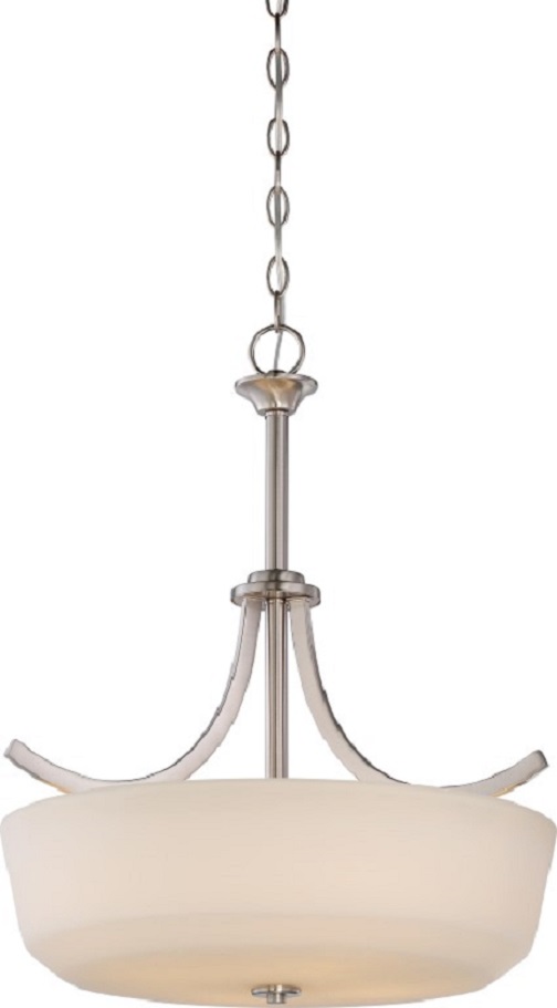 LAGUNA - 4 LIGHT PENDANT WITH WHITE GLASS. BN