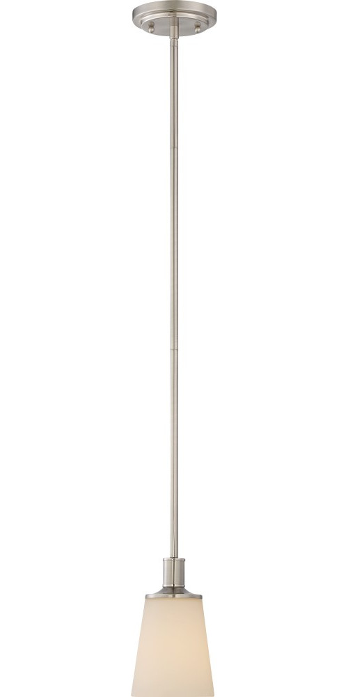 LAGUNA - 1 LIGHT MINI PENDANT WITH WHITE GLASS. BN