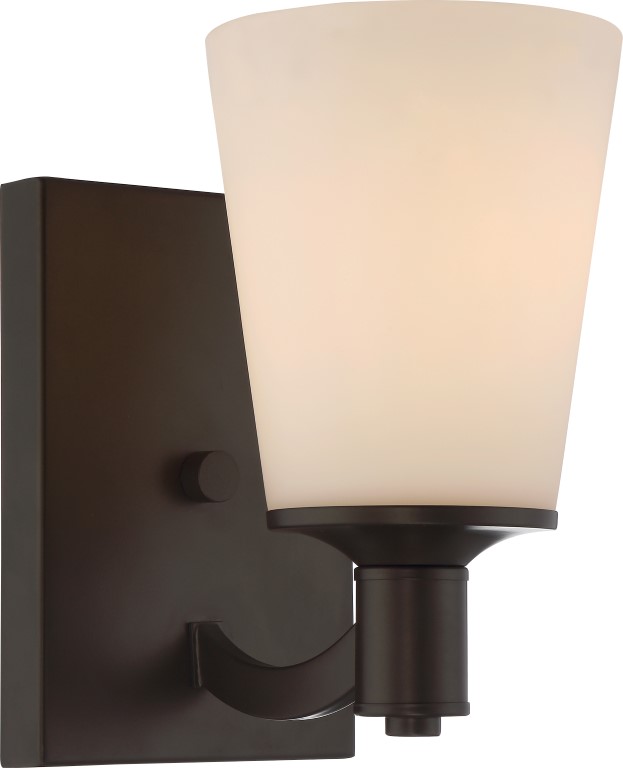 LAGUNA - 1 LIGHT VANITY WITH WHITE GLASS. AB