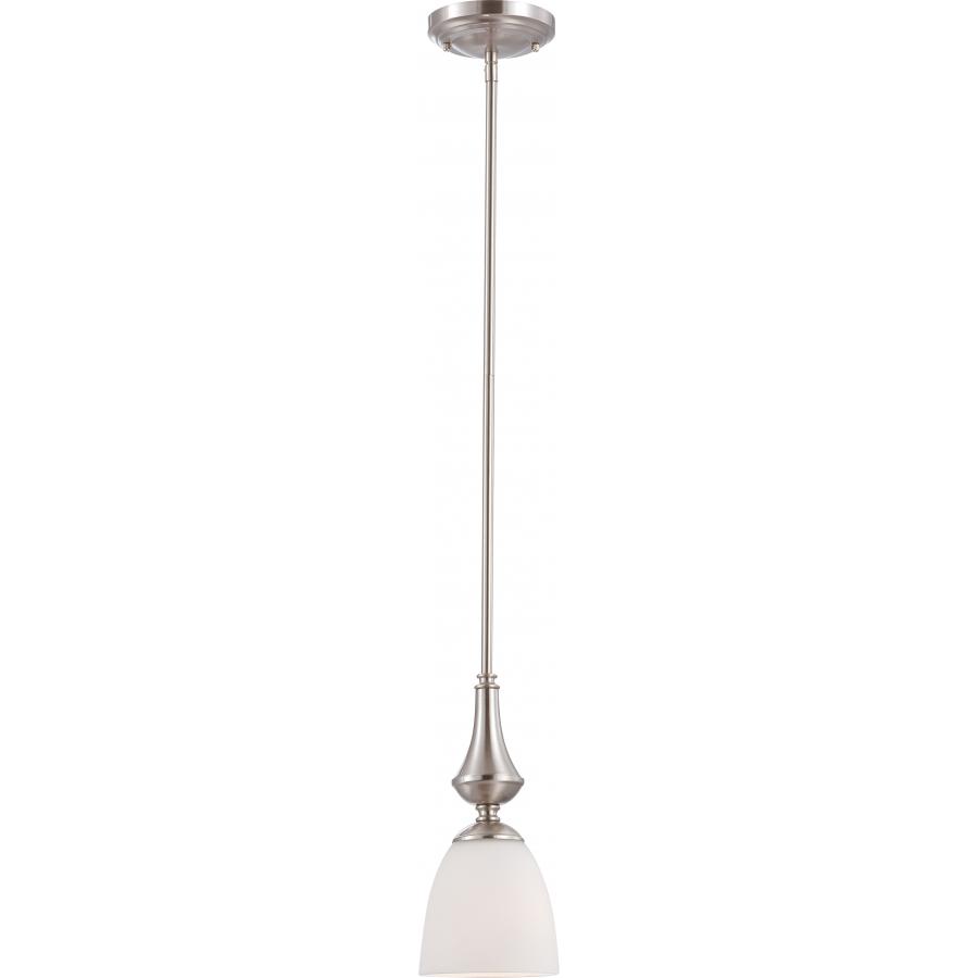 Patton 1 Light Mini Pendant with Frosted Glass Brushed Nickel