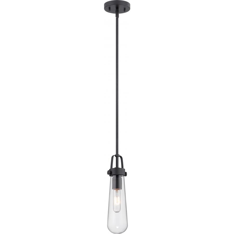 Beaker 1 Light Mini Pendant with Clear Glass Aged Bronze
