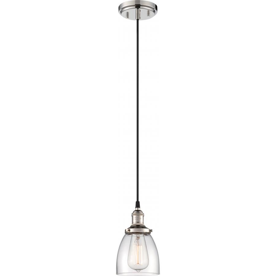 Vintage 1 Light Pendant with Clear Glass Vintage Lamp Included Polished Nickel 5