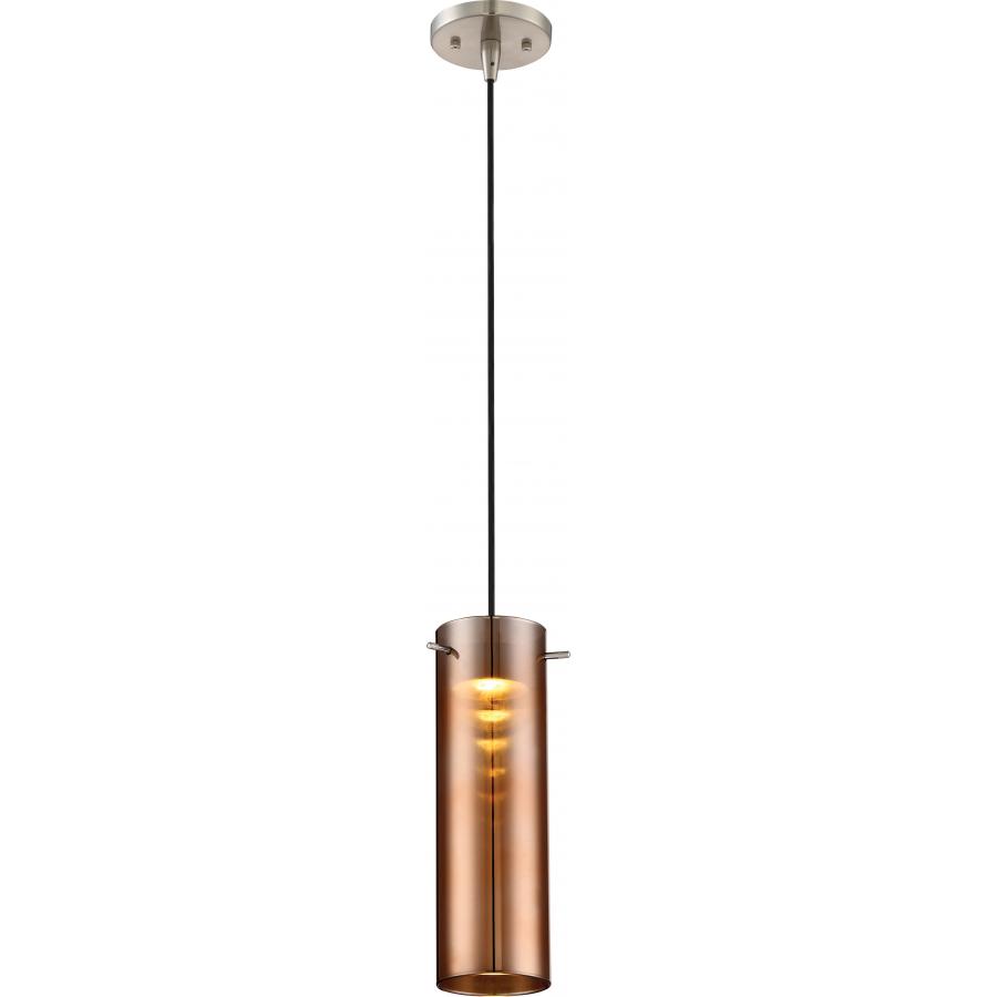 Pulse LED Mini Pendant with Copper Glass - Brushed Nickel Finish