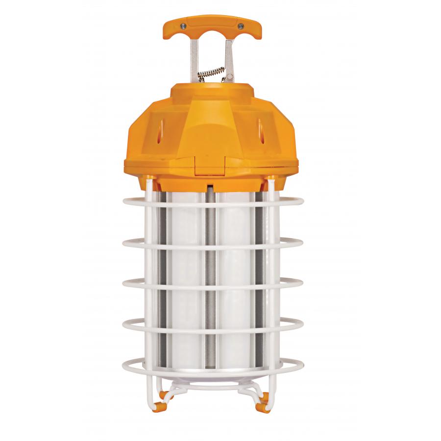 Product image for Satco S28975 150 Watt LED Hi-lumen temporary hi-bay caged lamp; 5000K; Integrated cord / plug and hook; 120 Volts