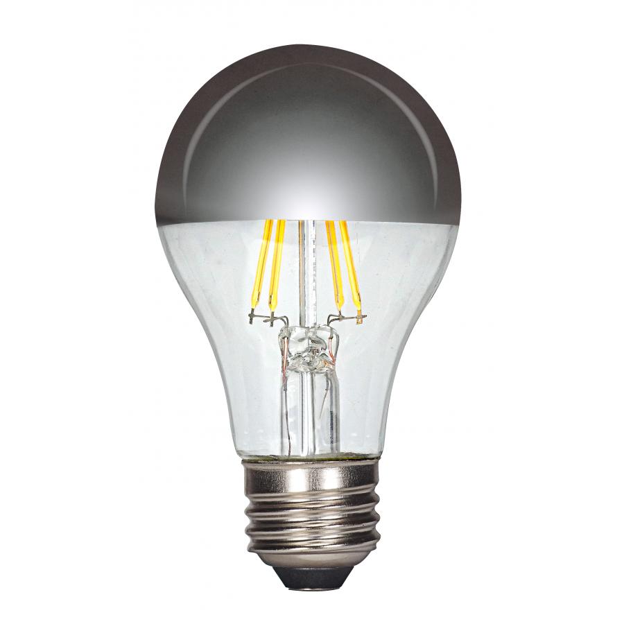 Product image for Satco S9826 6.5 Watt A19 LED; Silver crown; Medium base; 2700K; 650 Lumens; 120 Volt